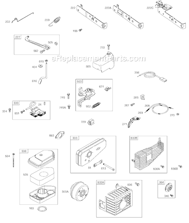 Page D Diagram and Parts List for 9E900  Briggs and Stratton Engine